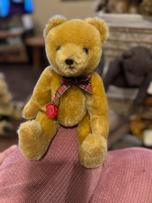 Hermann teddy bear mohair with tartan bow