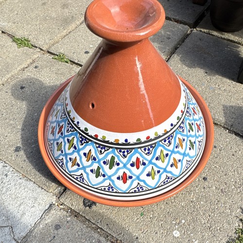 Terracotta ceramic tagine - terracotta, w/