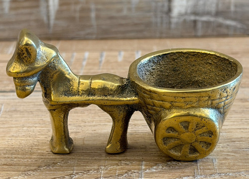 Vintage brass donkey cart - vintage,