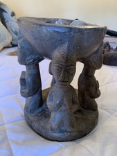 African Art Mask Carving Statue Divination Cup Luba Congo Stones