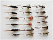 BARBLESS Nymph flies, 18 Pack