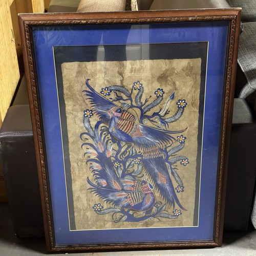 Folk art bird framed - folk,
