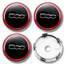 For Fiat Alloy Wheel Centre Cap Hub Set Of 4 Black Red 60mm For Fiat 500 500X