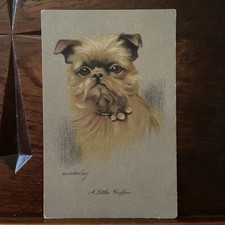 Dog A Little Brussels Griffon Art Postcard Signed