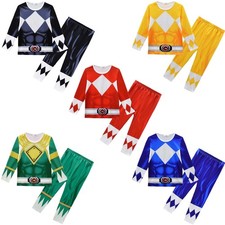 Kids*Mighty Morphin Power Rangers Costume Tops+Pants Outfit Cosplay Pyjamas Gift