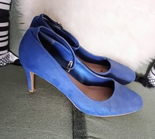Bright blue faux suede ankle