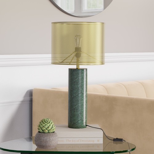 Brass and green marble table - brass,