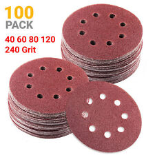 125mm - 5" 8 Hole Sanding Discs 40 60 80 120 240 320 Grit Orbital Sander Pad UK