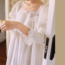 Vintage Cotton Nightgown | Women Lace Long Dress | Princess Sleepwear