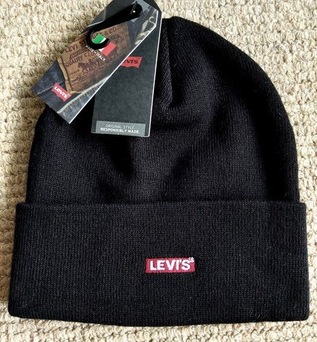 Levi black cuff beanie red - black,