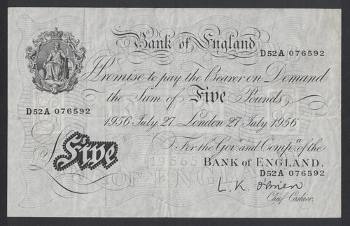 Boe white fiver signed - white,