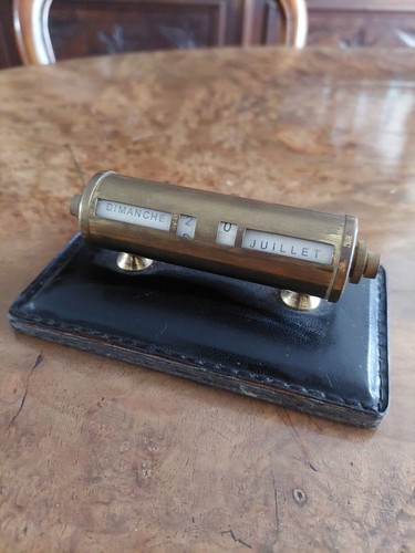 Antique brass desk calendar - brass,