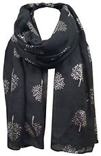 Silver Foil Glitter Mulberry Tree Print Fashion Scarf Wrap Long Women Scarves