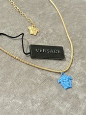 Blue Medusa Head. Necklace Versace With Box