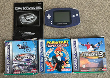 GBA GameBoy Advance Console Bundle w Games Mario Kart, Tony Hawks 3 BMX Nintendo