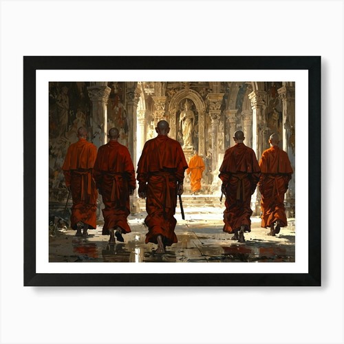 Monks red robes art - monks,
