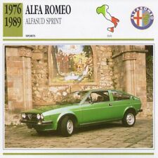 1976-1989 ALFA ROMEO ALFASUD SPRINT Sports Classic Car Photo/Info Maxi Card
