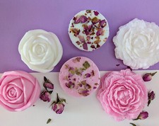 Handmade Glycerine Soap with Shea Butter & Rose Essential Oil. Flower-Shaped