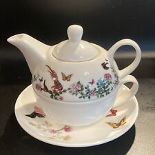 English Heritage Butterfly Bird Teapot Teacup Saucer Set Afternoon Tea For One