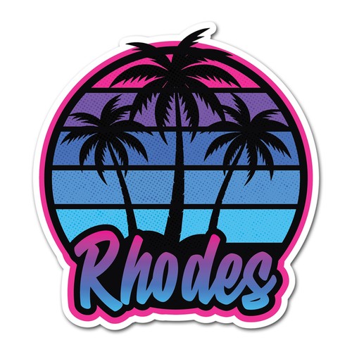 10cm rhodes vinyl stickers - x,