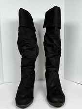 Trashed Faux Suede Black Knee