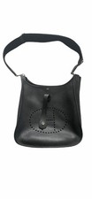 HERMES Evelyne III GM Bag in Taurillon Clemence Leather, Black