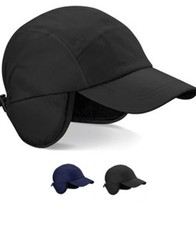 Beechfield Waterproof Fleece Lined Baseball Hat Cap Visor with Ear Flaps