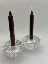 2 Orrefors Swedish Crystal Glass Candleholders - Stella - Small Sven Palmkqvisk