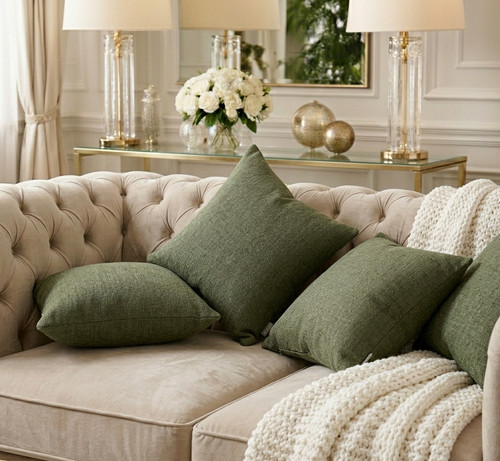 Cushion covers khaki green set - covers,