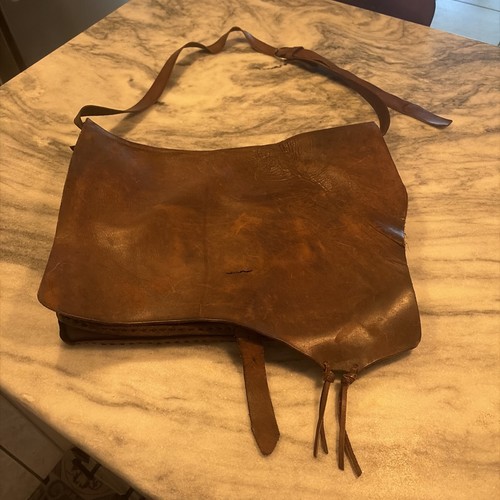 Vintage leather messenger bag