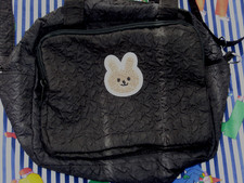 Small Nappy Changing Baby Bag Black Brown Bunny Rabbit Cream Lining Multi Pocket