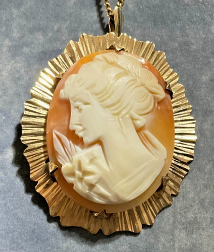 9ct gold cameo - gold, pendant