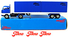 TEKNO 1:50 VOLVO F89 Truck & Die-cast SKELETON Trailer w/ Metal TEKNO CONTAINERS