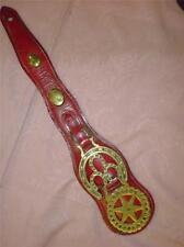 Antique Double Horse Brass Patent Leather Heavy Shire Horse Bridle Front