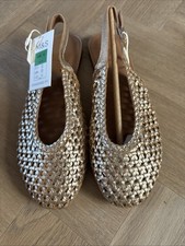 Marks and Spencer Leather Woven Sling back Flat Sandals Size 4