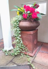 Large Teracotta Victorian Grecian Urn with Stand. 
