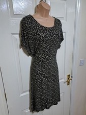 Fat Face Erin Dress UK 12 Ditsy Floral Above Knee Versatile Tie Viscose Black 
