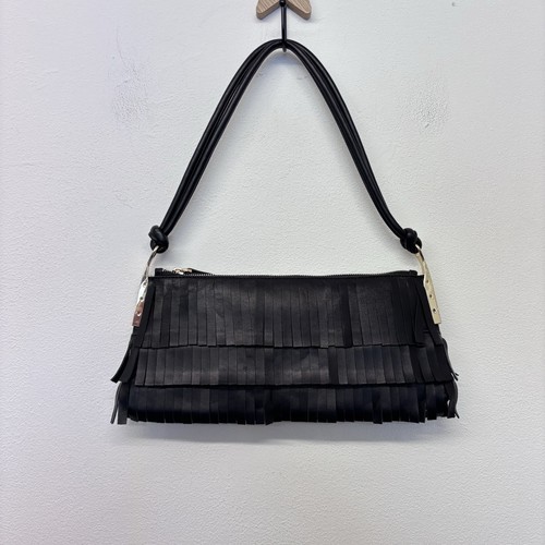 Mango leather fringed small - mango,