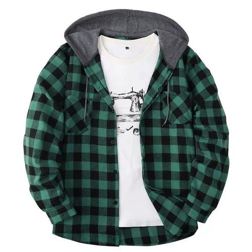 Mens shirt plaid hooded - hooded, shirts