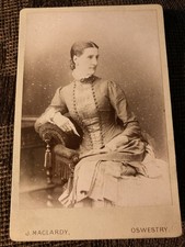 Victorian Cabinet Card Photo Woman in Buttoned Dress - Maclardy, Oswestry