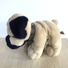 Keel Small Pug Puppy Dog Soft Toy Sitting Standing with Collar 20cm Long