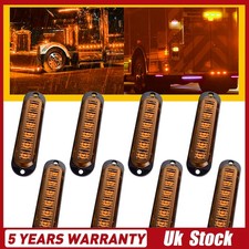 8x Amber 6-LED Side Marker Clearance Lights Lamp Waterproof Trailer Truck Van