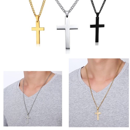 Metal black rosary - black, cross