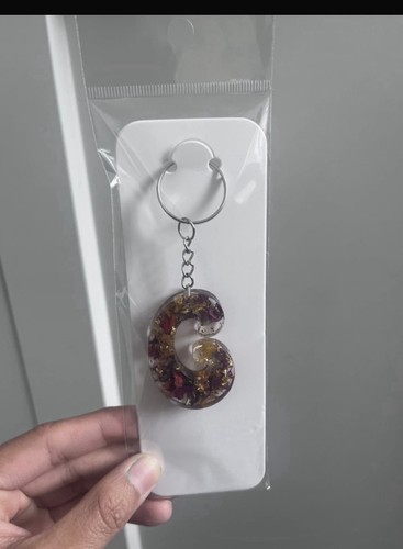Resin letter initial keyring - resin,