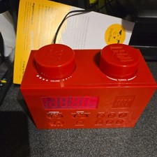 Red Lego Brick Radio Alarm Clock Portable Clock Radio LG11000 Tested +  Working