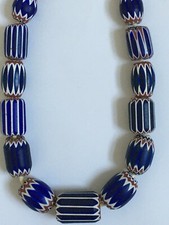 Antique Venetian Chevron Trade Bead String Necklace Circa 1880-1920 VERY LARGE 
