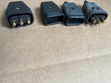 2 x Vintage Black Duraplug 5 AMP 3 Pin Electrical Connectors, Props, Upcycle
