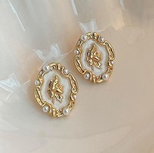 14ct gold plated cameo - cameo, stud