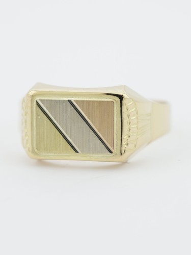 Gold stripe signet ring - stripe, 18ct