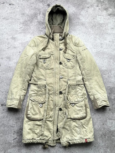 Y2k hooded parka jacket beige - parka,